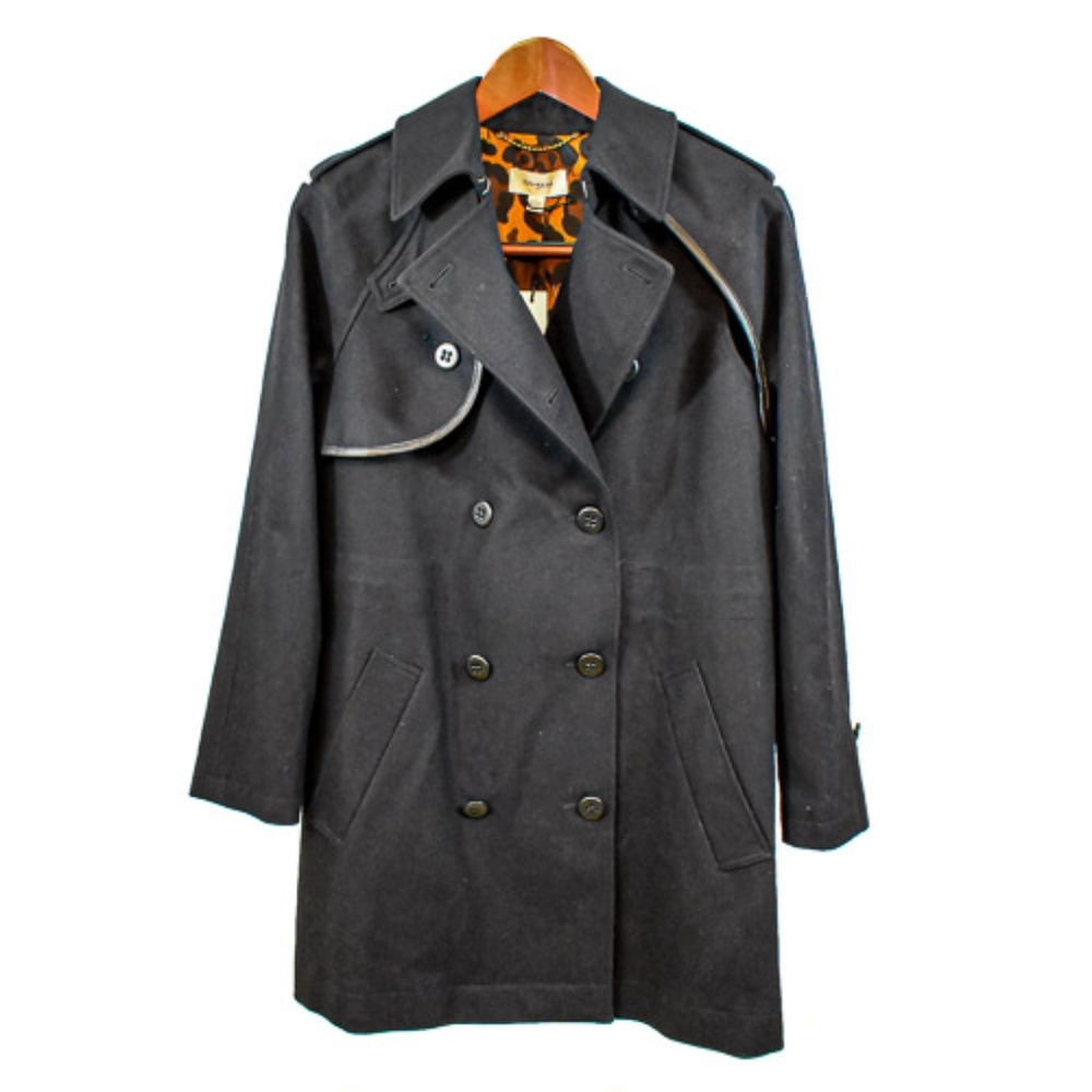 NWT COACH Convertible Wool Black Long Coat NWT